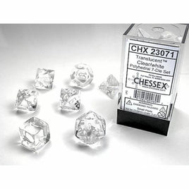 Chessex - RPG Set - Translucent Clear/White (7 Dice)
