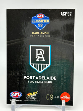 2022 AFL Prestige - Classified - Port Adelaide - Karl Amon 09/60 *LOW*