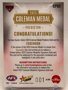 2023 AFL Footy Stars - Coleman Predictor - Essendon 001/260 *LOW*